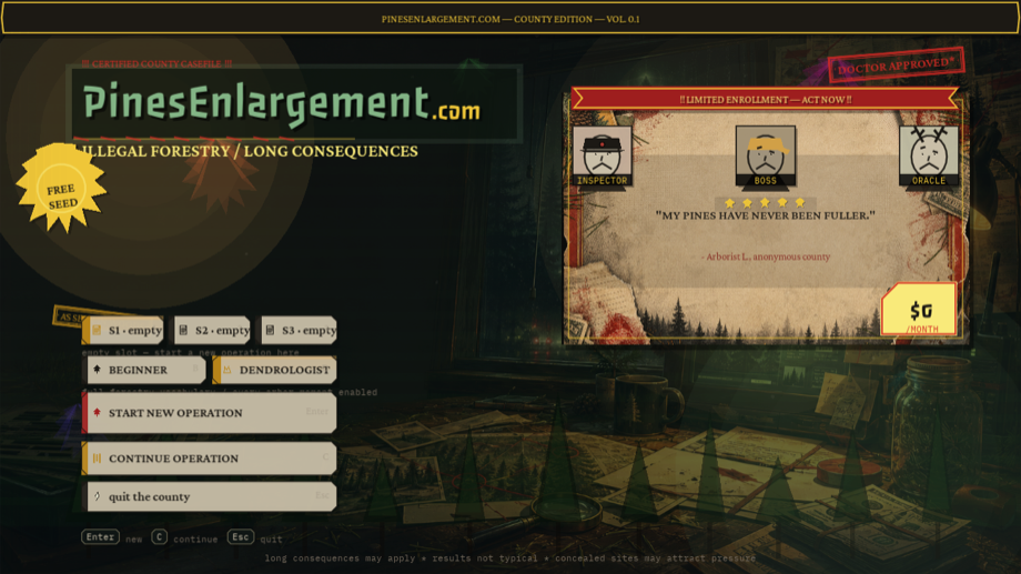 Alpha screenshot of the title screen